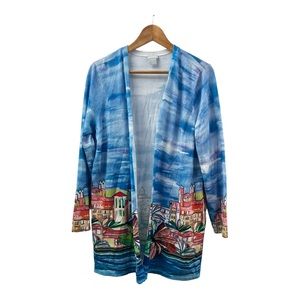 Chico’s cardigan sweater size 2 ( USA size L) blue multicolor NWT